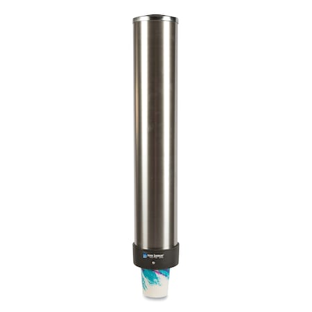 San Jamar Large Water Cup Dispenser with Removable Cap, For 12 oz to 24 oz Cups, Stainless Steel C3400P